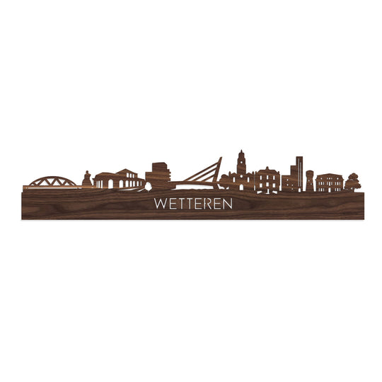 Skyline Wetteren Noten houten cadeau decoratie relatiegeschenk van WoodWideCities