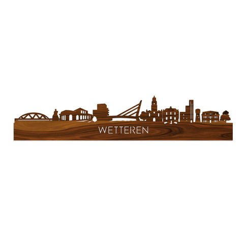 Skyline Wetteren Palissander houten cadeau decoratie relatiegeschenk van WoodWideCities