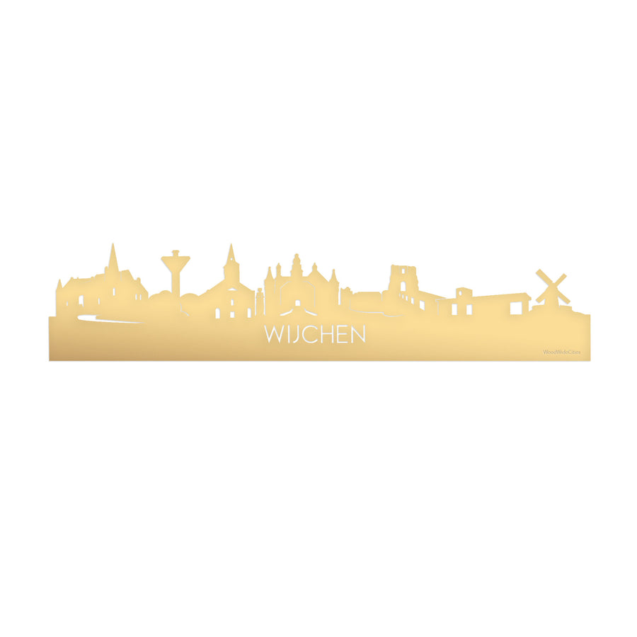 Skyline Wijchen Metallic Goud gerecycled kunststof cadeau decoratie relatiegeschenk van WoodWideCities