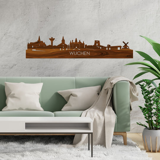 Skyline Wijchen Palissander houten cadeau decoratie relatiegeschenk van WoodWideCities