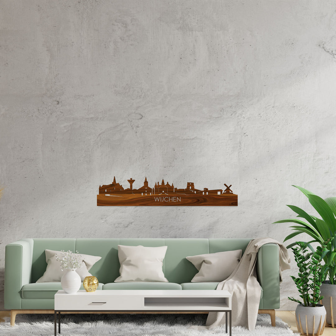 Skyline Wijchen Palissander houten cadeau decoratie relatiegeschenk van WoodWideCities