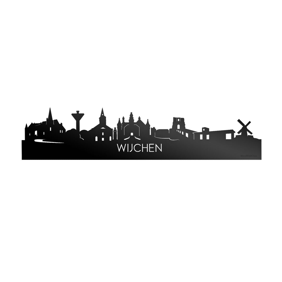 Skyline Wijchen Zwart glanzend gerecycled kunststof cadeau decoratie relatiegeschenk van WoodWideCities