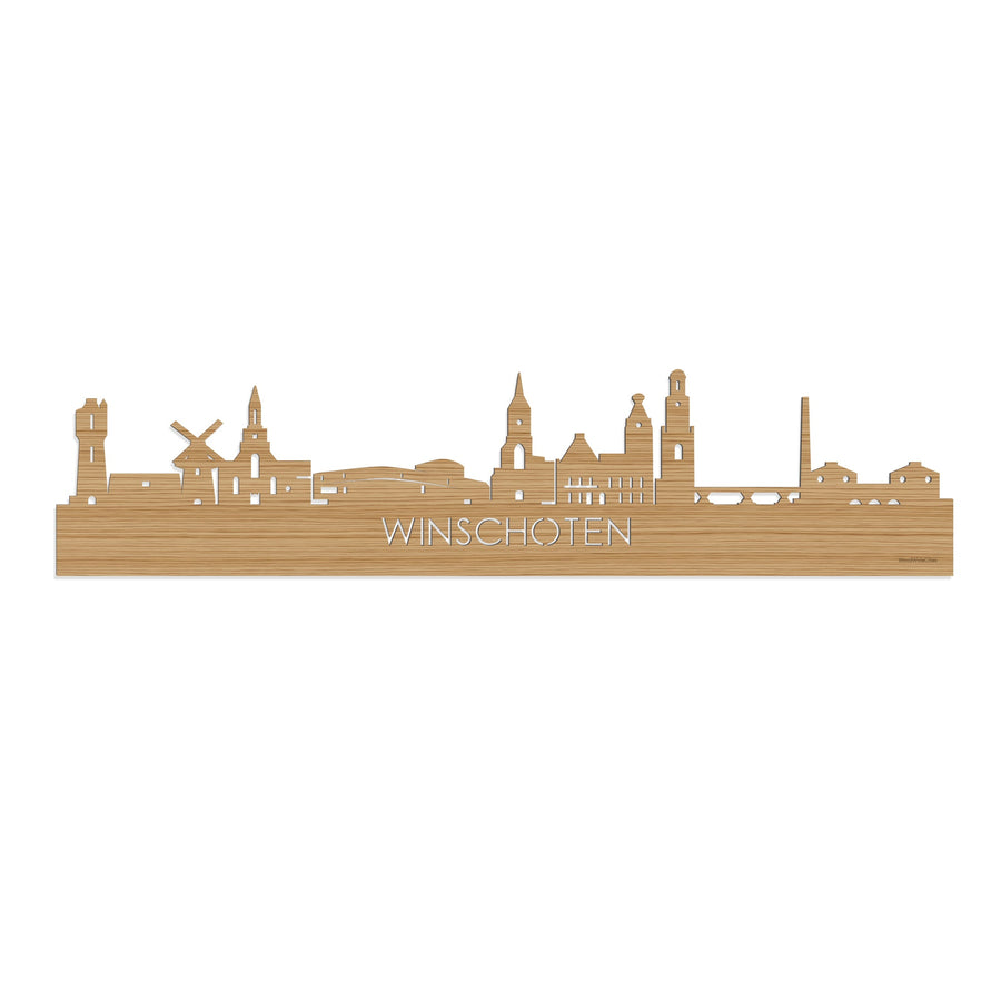 Skyline Winschoten Bamboe houten cadeau decoratie relatiegeschenk van WoodWideCities