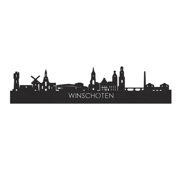 Skyline Winschoten Zwart houten cadeau decoratie relatiegeschenk van WoodWideCities