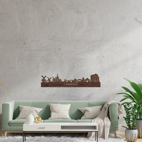 Skyline Zaandam Noten houten cadeau decoratie relatiegeschenk van WoodWideCities
