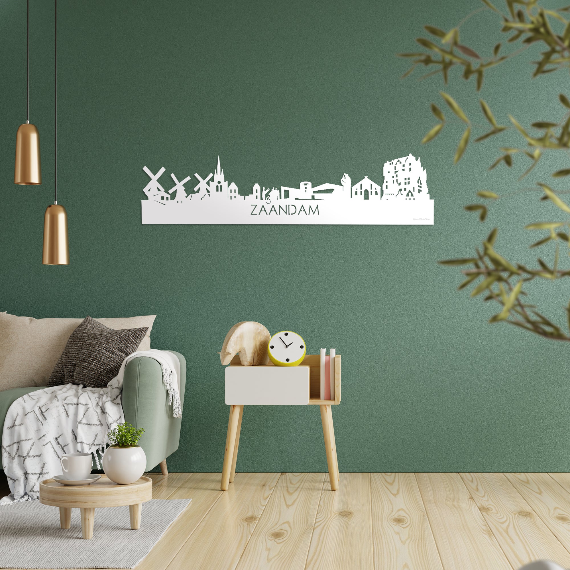 Skyline Zaandam Wit glanzend gerecycled kunststof cadeau decoratie relatiegeschenk van WoodWideCities