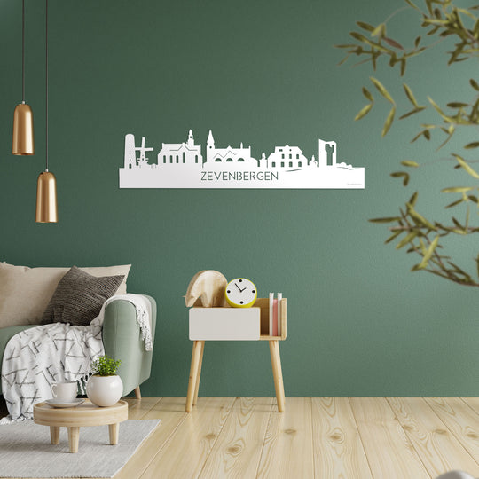 Skyline Zevenbergen Wit glanzend gerecycled kunststof cadeau decoratie relatiegeschenk van WoodWideCities