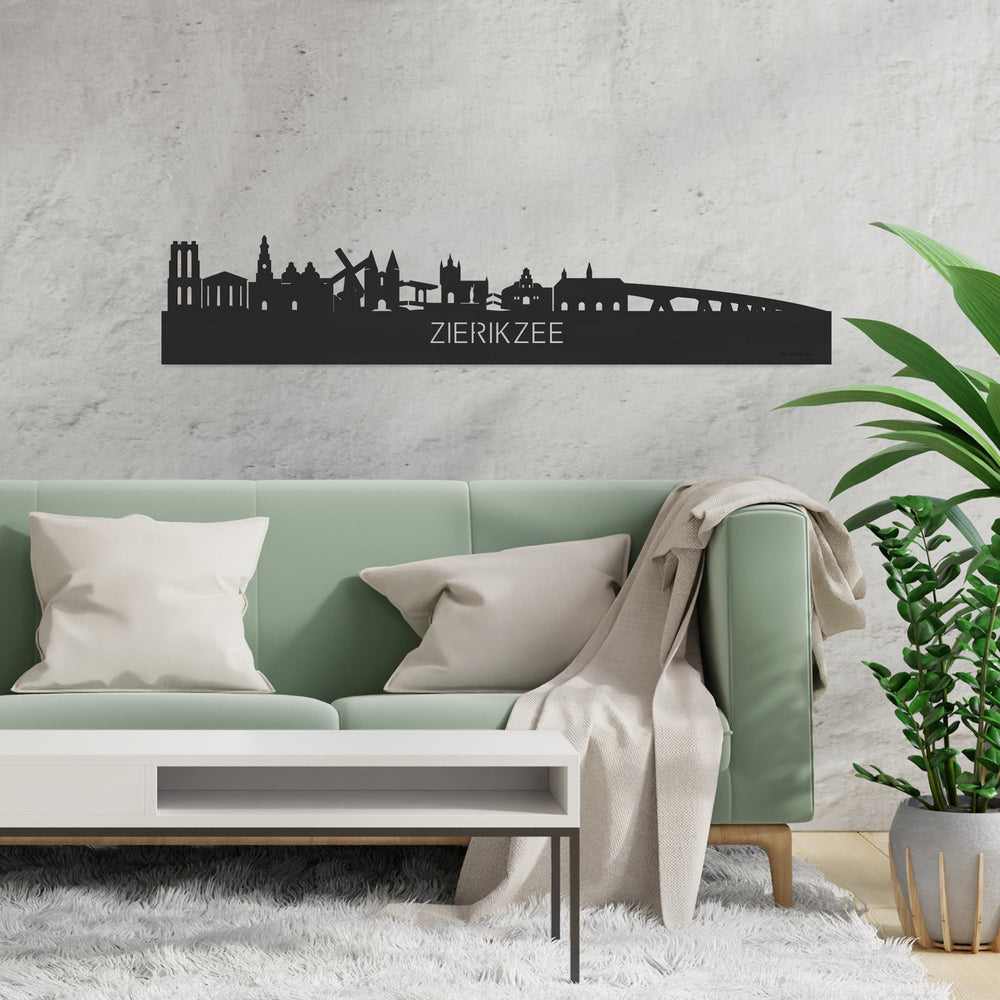 Skyline Zierikzee Zwart houten cadeau decoratie relatiegeschenk van WoodWideCities