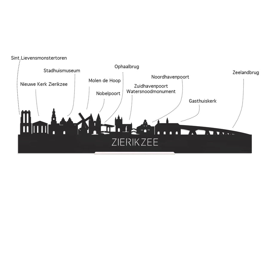 Skyline Zierikzee Metallic Goud gerecycled kunststof cadeau decoratie relatiegeschenk van WoodWideCities