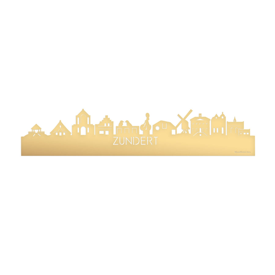 Skyline Zundert Metallic Goud gerecycled kunststof cadeau decoratie relatiegeschenk van WoodWideCities