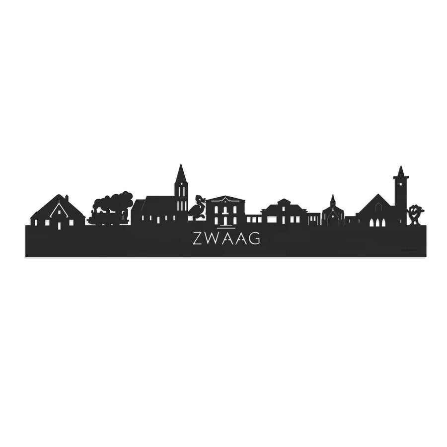 Skyline Zwaag Zwart houten cadeau decoratie relatiegeschenk van WoodWideCities