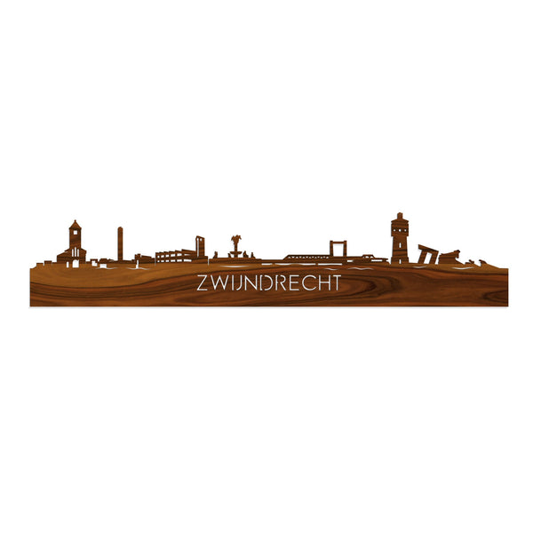 Skyline Zwijndrecht Palissander houten cadeau decoratie relatiegeschenk van WoodWideCities