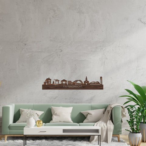 Skyline papendrecht Noten houten cadeau decoratie relatiegeschenk van WoodWideCities