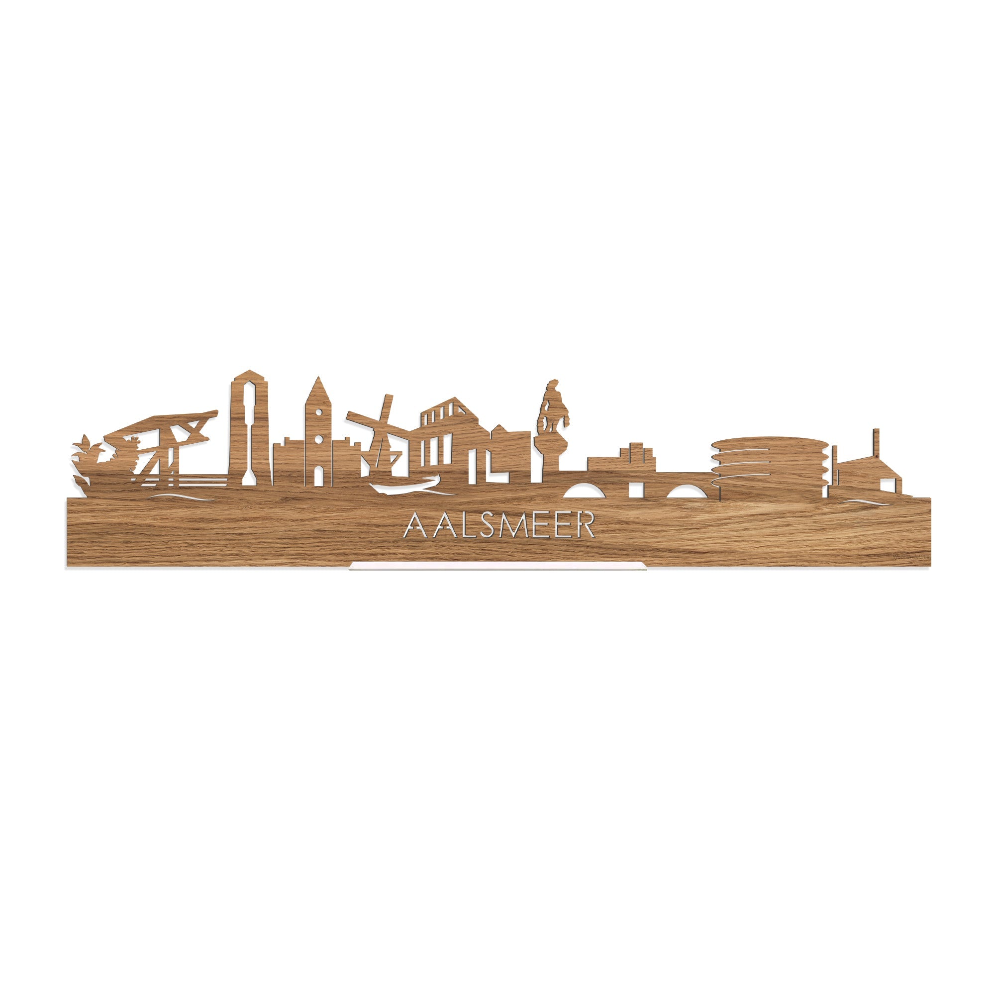 Standing Skyline Aalsmeer Eiken houten cadeau decoratie relatiegeschenk van WoodWideCities