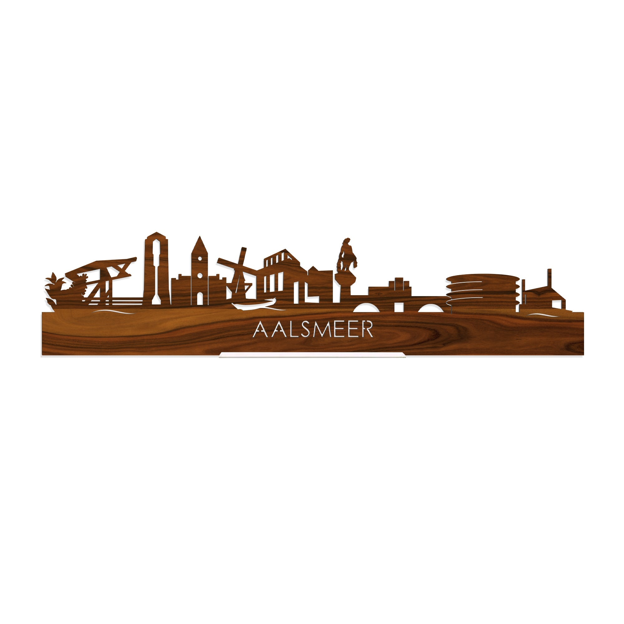 Standing Skyline Aalsmeer Palissander houten cadeau decoratie relatiegeschenk van WoodWideCities