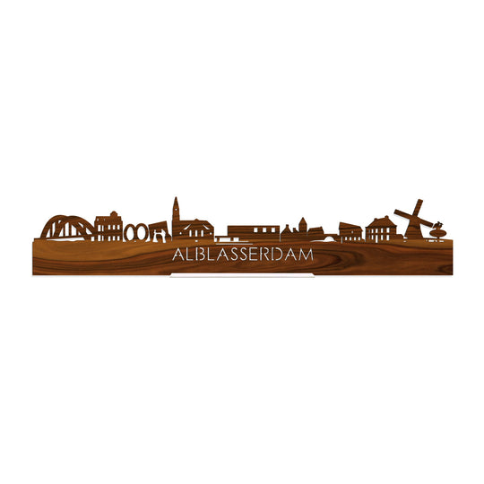 Standing Skyline Alblasserdam Palissander houten cadeau decoratie relatiegeschenk van WoodWideCities