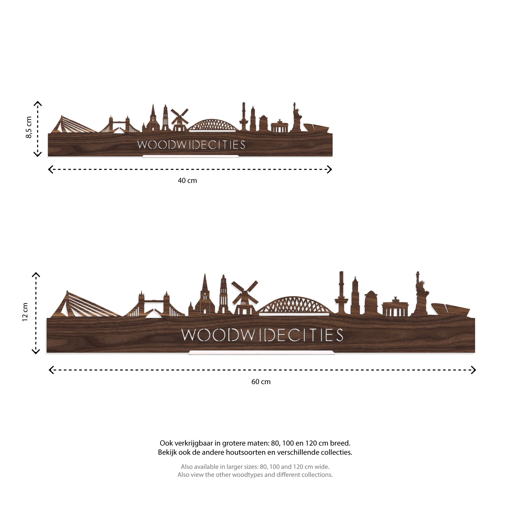 Standing Skyline Alphen aan den Rijn Noten houten cadeau decoratie relatiegeschenk van WoodWideCities