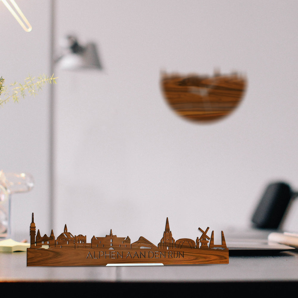 Standing Skyline Alphen aan den Rijn Palissander houten cadeau decoratie relatiegeschenk van WoodWideCities