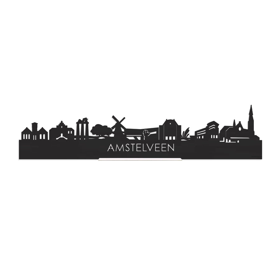 Standing Skyline Amstelveen Zwart houten cadeau decoratie relatiegeschenk van WoodWideCities