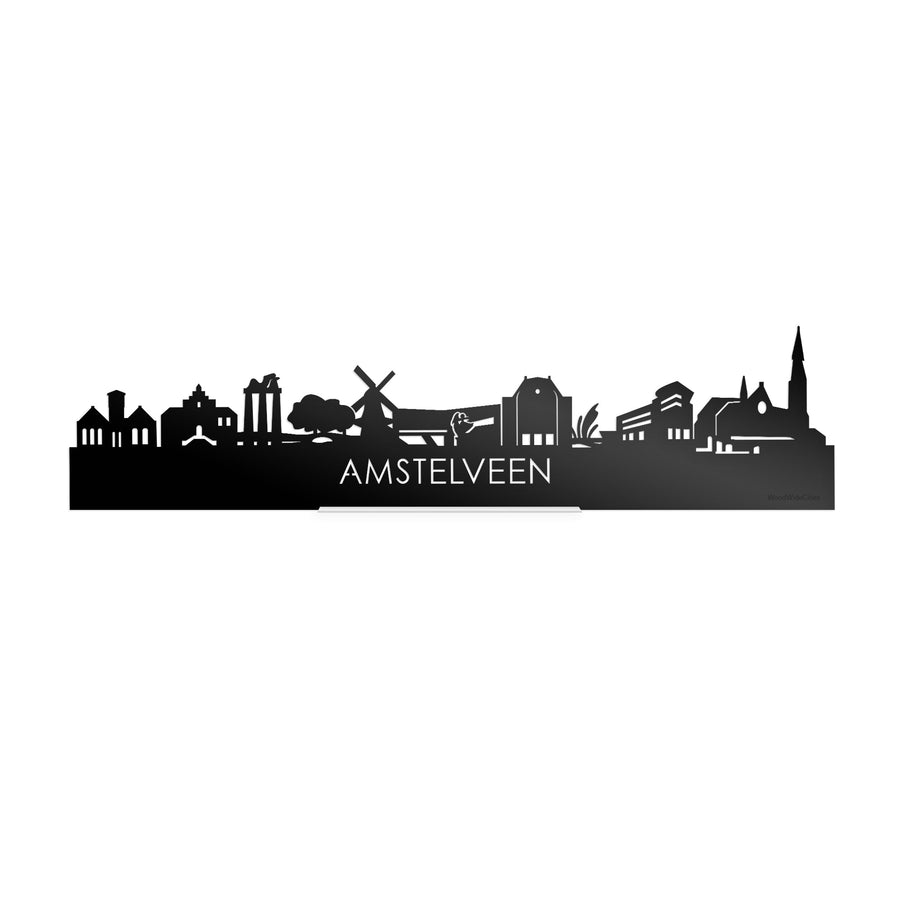 Standing Skyline Amstelveen Zwart glanzend gerecycled kunststof cadeau decoratie relatiegeschenk van WoodWideCities