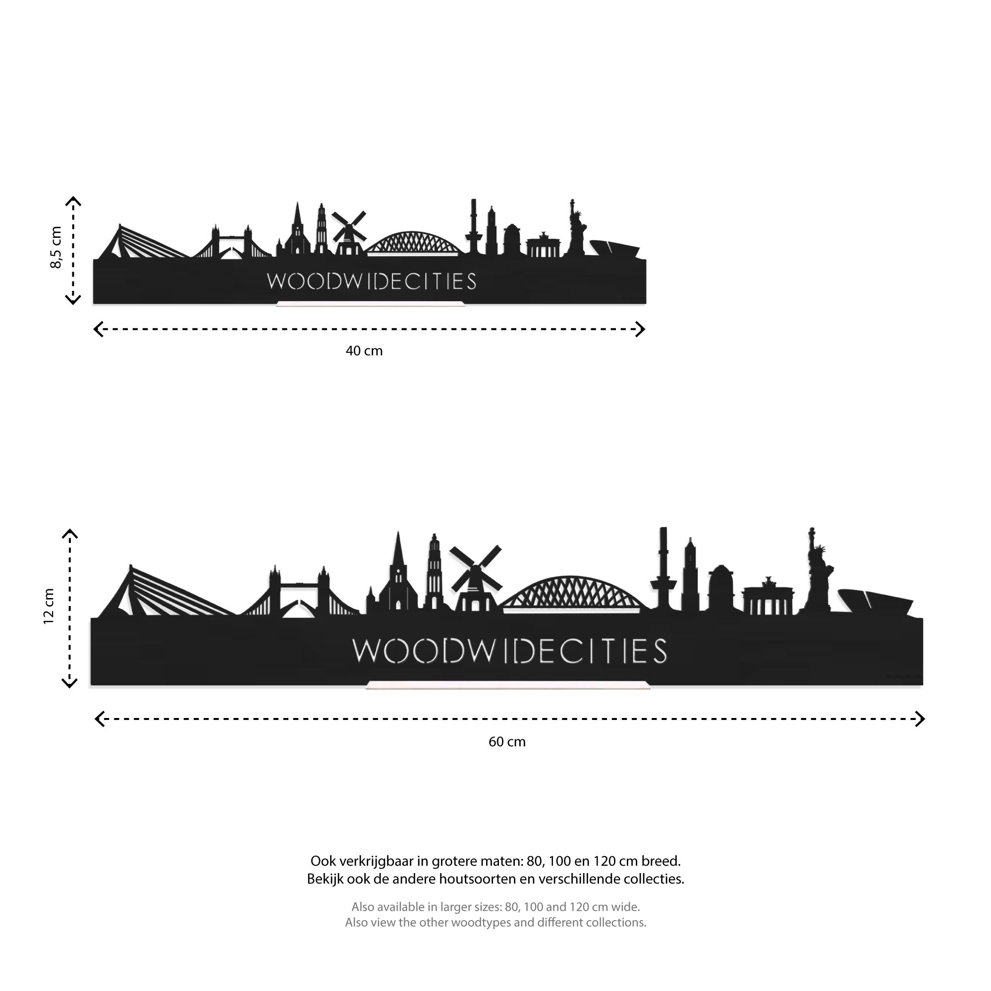 Standing Skyline Amsterdam Wit glanzend gerecycled kunststof cadeau decoratie relatiegeschenk van WoodWideCities