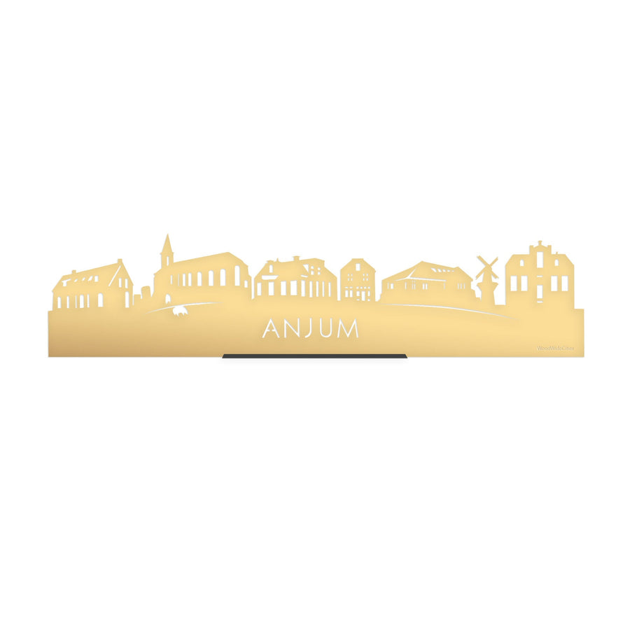 Standing Skyline Anjum Goud Metallic 40 cm houten cadeau decoratie relatiegeschenk van WoodWideCities