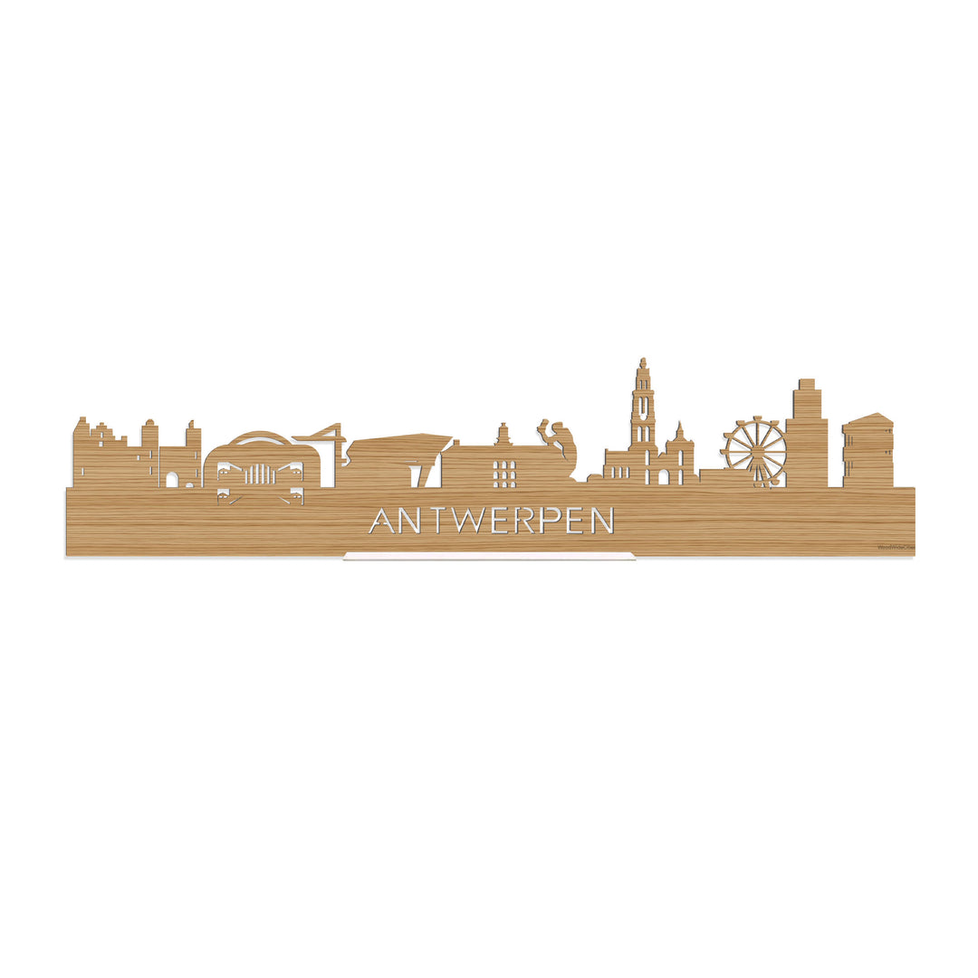 Standing Skyline Antwerpen Bamboe houten cadeau decoratie relatiegeschenk van WoodWideCities