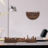 Standing Skyline Antwerpen Noten houten cadeau decoratie relatiegeschenk van WoodWideCities