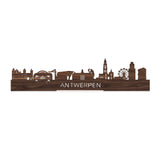 Standing Skyline Antwerpen Noten houten cadeau decoratie relatiegeschenk van WoodWideCities