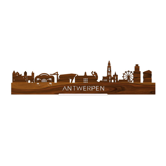 Standing Skyline Antwerpen Palissander houten cadeau decoratie relatiegeschenk van WoodWideCities
