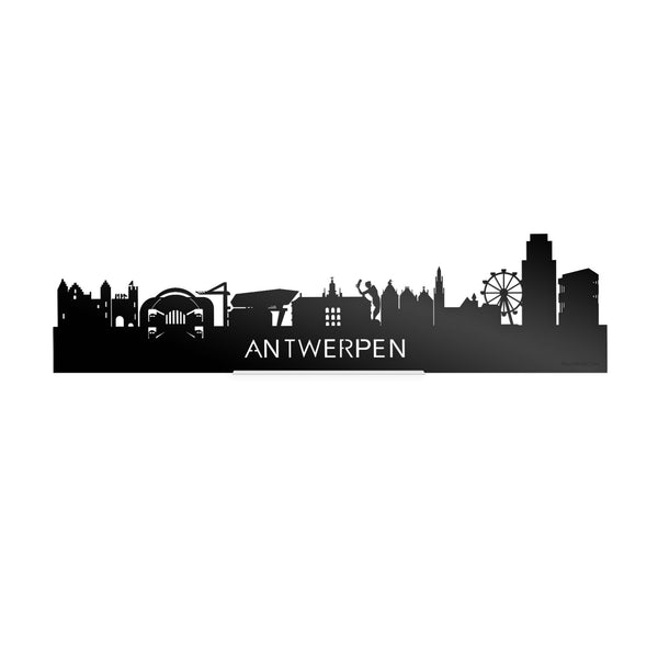 Standing Skyline Antwerpen Zwart Glanzend 40 cm houten cadeau decoratie relatiegeschenk van WoodWideCities