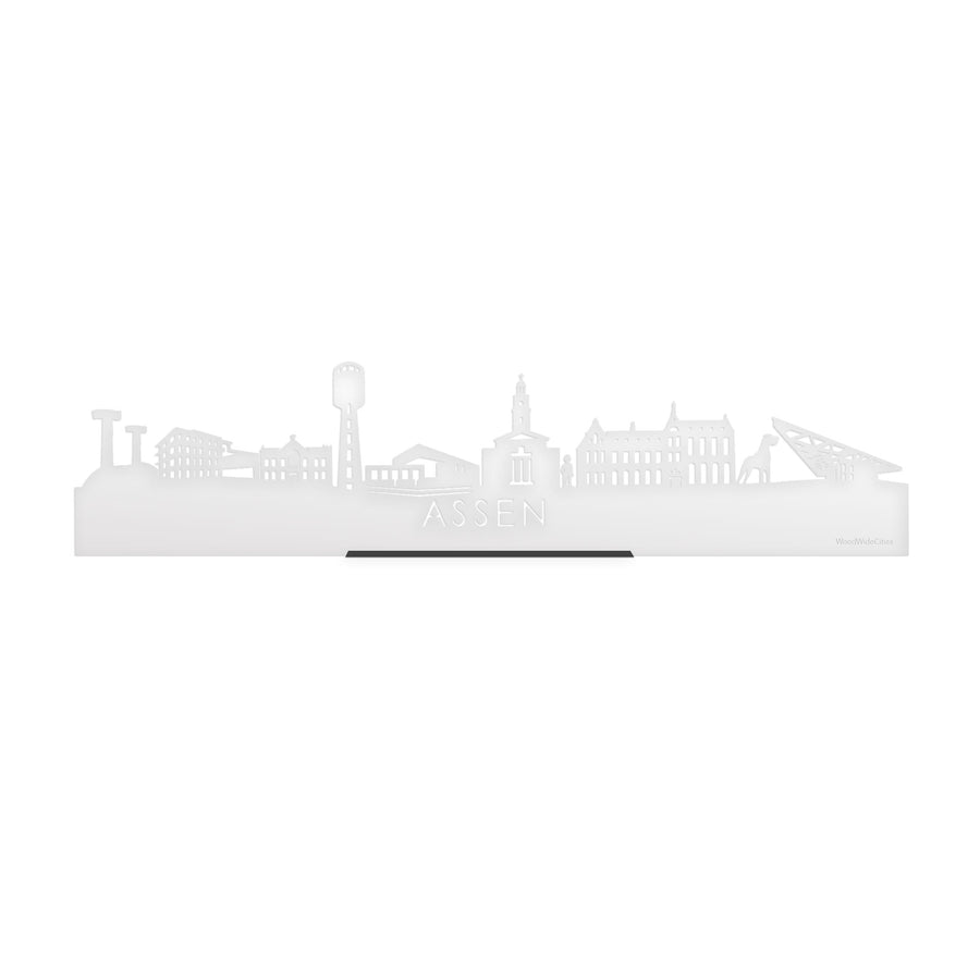 Standing Skyline Assen Wit Glanzend 40 cm houten cadeau decoratie relatiegeschenk van WoodWideCities