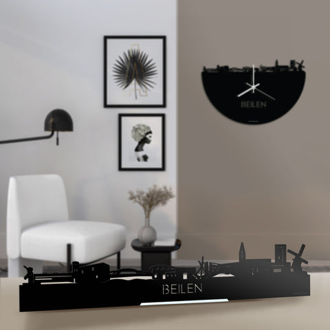 Standing Skyline Beilen Zwart glanzend gerecycled kunststof cadeau decoratie relatiegeschenk van WoodWideCities