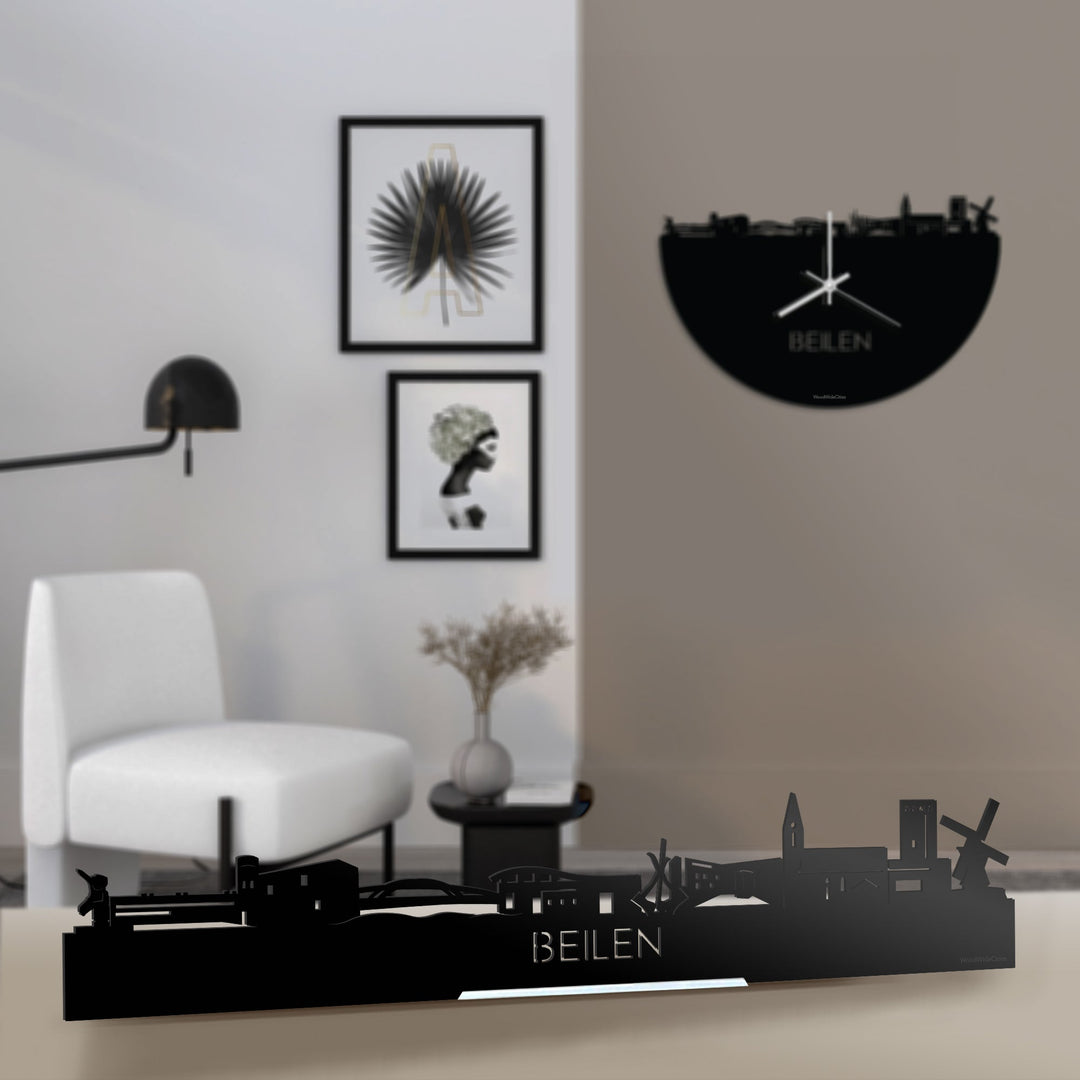 Standing Skyline Beilen Zwart glanzend gerecycled kunststof cadeau decoratie relatiegeschenk van WoodWideCities