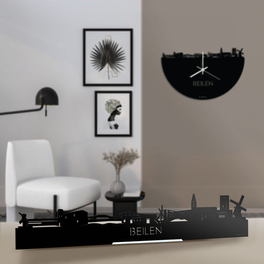 Standing Skyline Beilen Zwart glanzend gerecycled kunststof cadeau decoratie relatiegeschenk van WoodWideCities