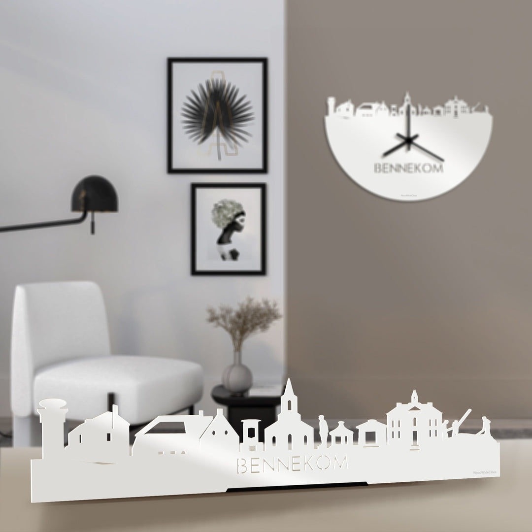 Standing Skyline Bennekom Wit glanzend gerecycled kunststof cadeau decoratie relatiegeschenk van WoodWideCities