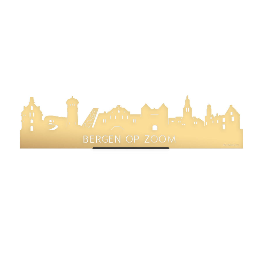 Standing Skyline Bergen op Zoom Goud Metallic 40 cm houten cadeau decoratie relatiegeschenk van WoodWideCities