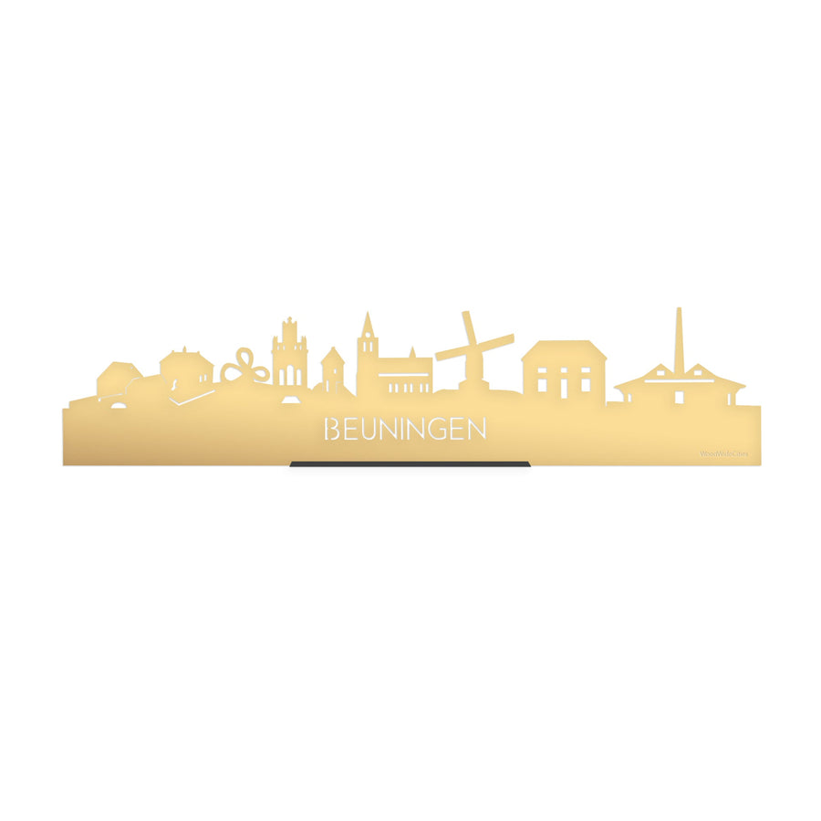 Standing Skyline Beuningen Metallic Goud gerecycled kunststof cadeau decoratie relatiegeschenk van WoodWideCities