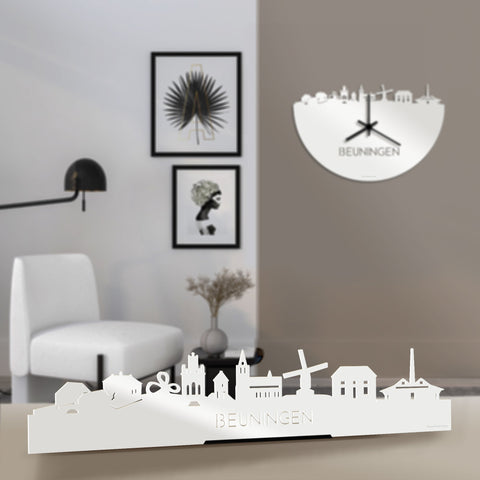Standing Skyline Beuningen Wit glanzend gerecycled kunststof cadeau decoratie relatiegeschenk van WoodWideCities