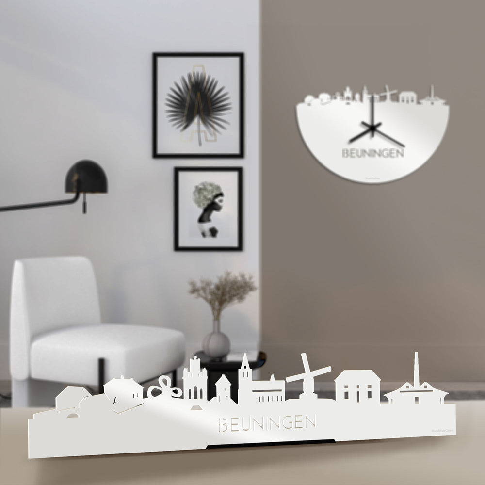 Standing Skyline Beuningen Wit glanzend gerecycled kunststof cadeau decoratie relatiegeschenk van WoodWideCities