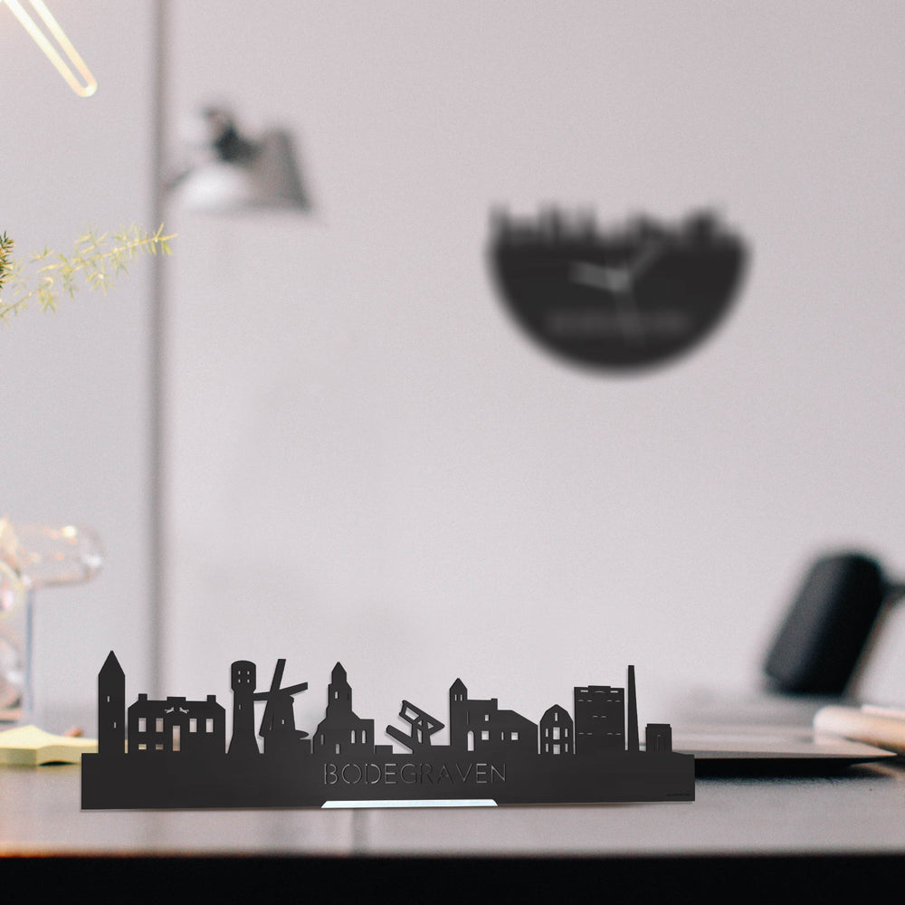 Standing Skyline Bodegraven Zwart houten cadeau decoratie relatiegeschenk van WoodWideCities