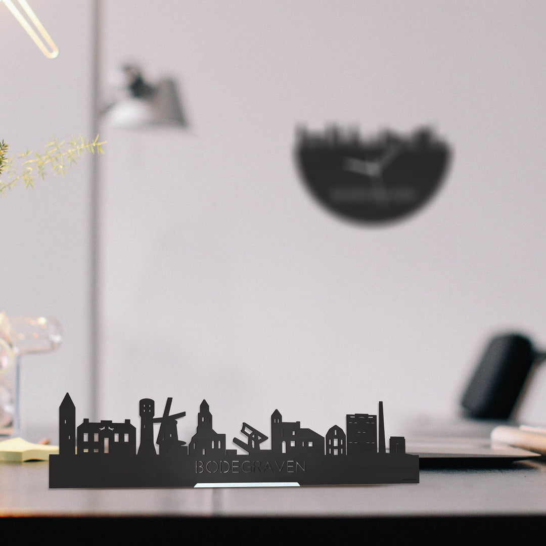 Standing Skyline Bodegraven Zwart houten cadeau decoratie relatiegeschenk van WoodWideCities
