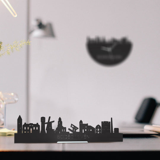 Standing Skyline Bodegraven Zwart houten cadeau decoratie relatiegeschenk van WoodWideCities