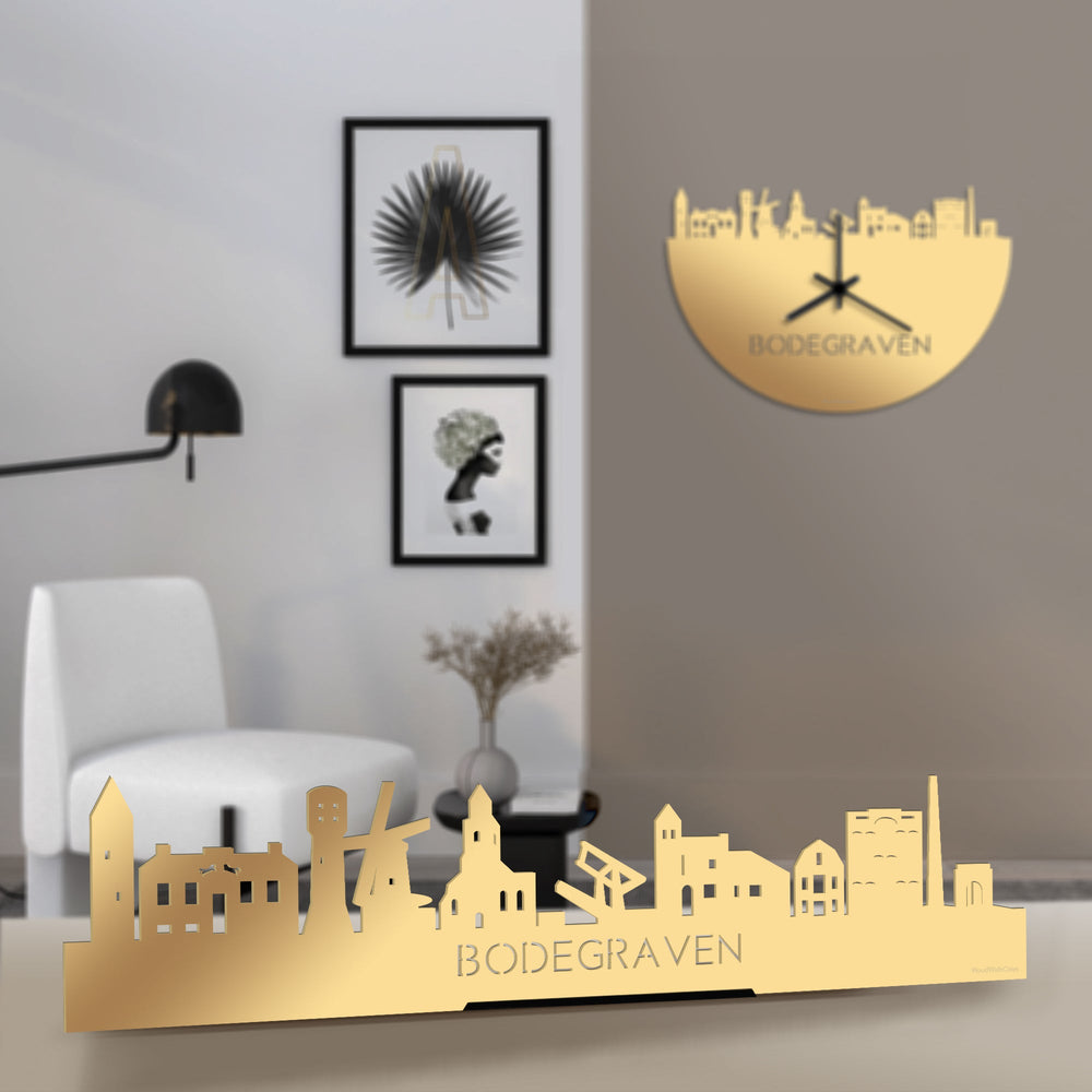 Standing Skyline Bodegraven Metallic Goud gerecycled kunststof cadeau decoratie relatiegeschenk van WoodWideCities