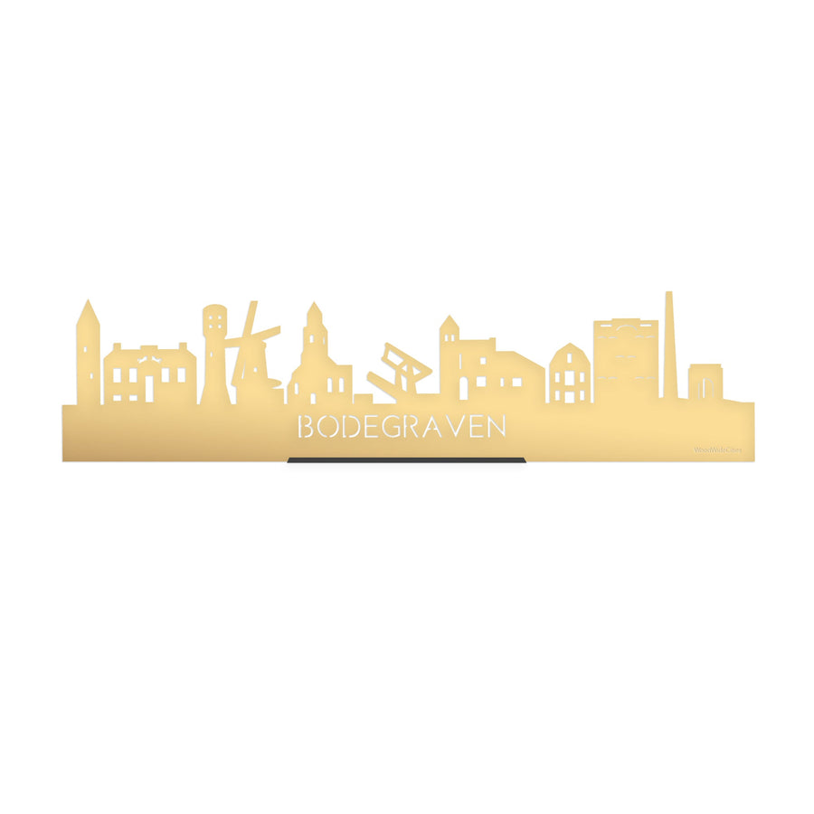 Standing Skyline Bodegraven Metallic Goud gerecycled kunststof cadeau decoratie relatiegeschenk van WoodWideCities