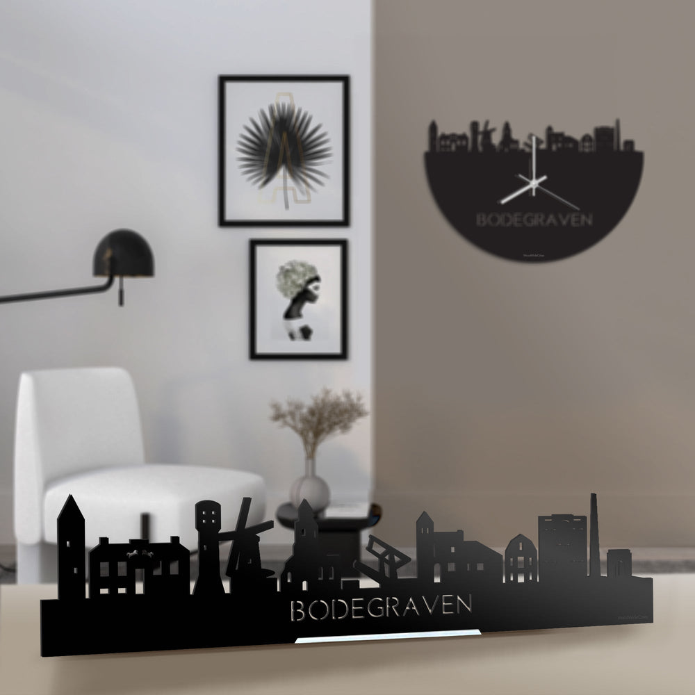 Standing Skyline Bodegraven Zwart glanzend gerecycled kunststof cadeau decoratie relatiegeschenk van WoodWideCities