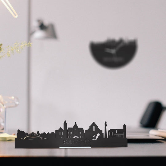 Standing Skyline Bolsward Zwart houten cadeau decoratie relatiegeschenk van WoodWideCities