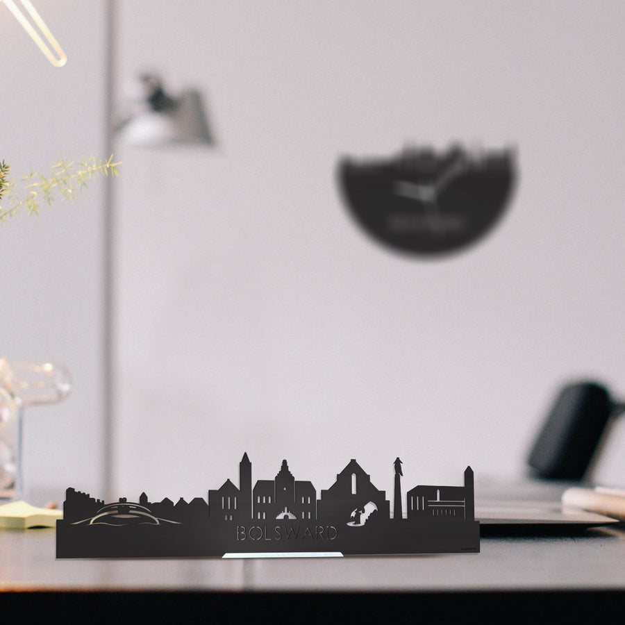 Standing Skyline Bolsward Zwart houten cadeau decoratie relatiegeschenk van WoodWideCities