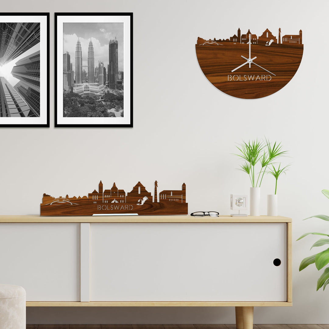 Standing Skyline Bolsward Palissander houten cadeau decoratie relatiegeschenk van WoodWideCities