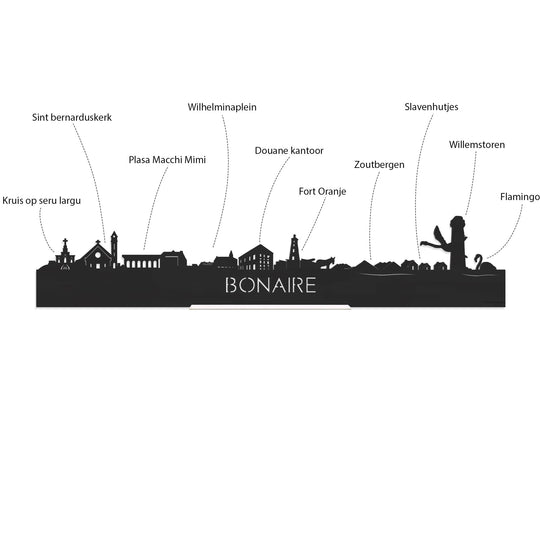 Standing Skyline Bonaire Bamboe houten cadeau decoratie relatiegeschenk van WoodWideCities